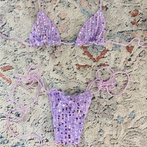 Sequin Lavender Bikini Set